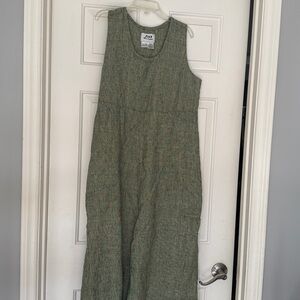 FLAX Green 100% Linen Sleeveless Dress Size medium